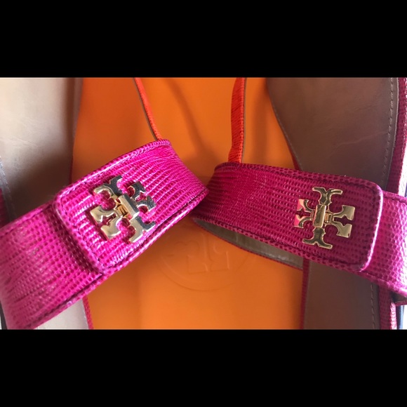 Tory Burch Red/Pink/Orange Leather Sandals Size 6 - Picture 6 of 7